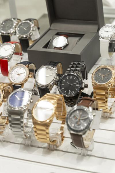elegant watch store window expensive status gift closeup vertical