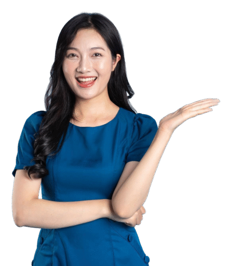 portrait beautiful woman blue dress isolated blue backgroundxa e1747533089455