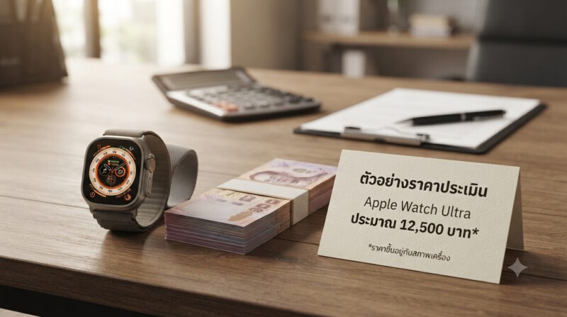 รับจำนำ Apple Watch ทุกรุ่น สาขาใกล้บ้านคุณทั่วกรุงเทพฯ 3 ตัวอย่างราคาประเมิน Apple Watch Ultra พร้อมเงินสดและตั๋วจำนำ ปี 2026