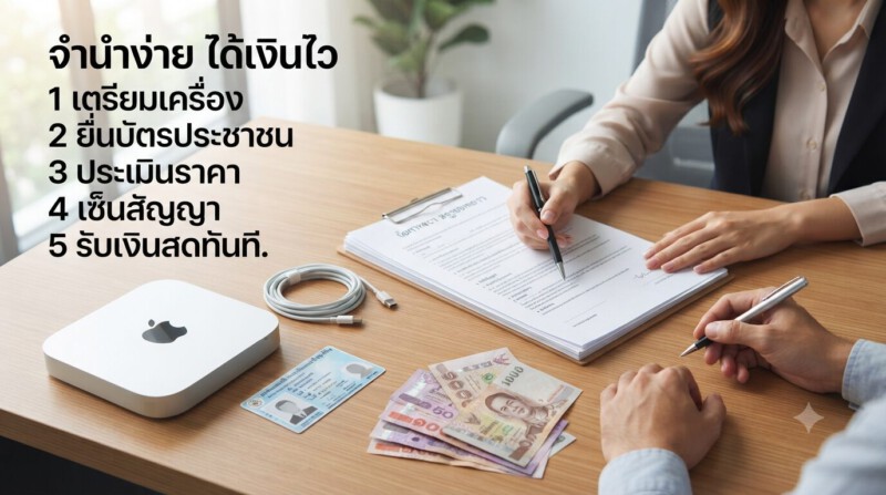 รับจำนำ Mac Mini และ Mac Studio สาขาทั่วกรุงเทพ ประสบการณ์กว่า 20 ปี ได้เงินไว 3 เตรียมเครื่อง ยื่นบัตรประชาชน ประเมินราคา และรับเงินสดได้ทันที